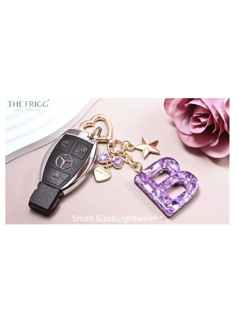 Crystal Rhinestone Butterfly Initial Letter Keychain for Purse & Bag Charm Women